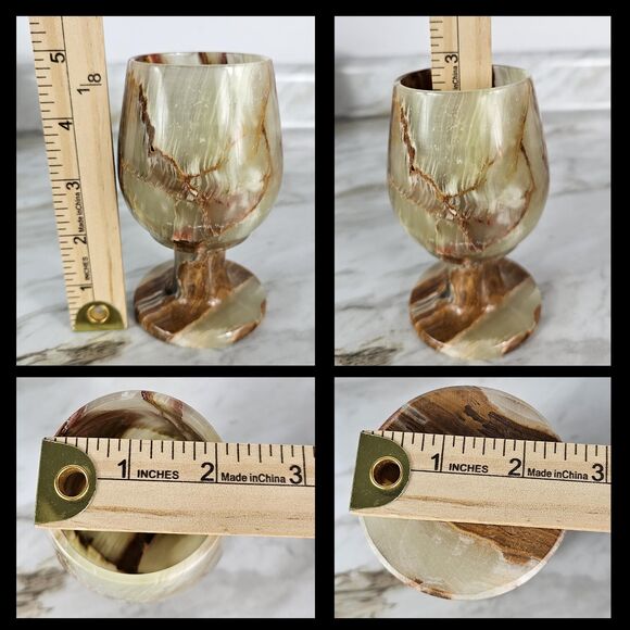 Green onyx wine glass set, champagne glasses, goblets Christmas gift for couple - Picture 2 of 8